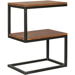 FineBuy Beistelltisch S-Form Massivholz Metall Wohnzimmertisch Anstelltisch Landhaus