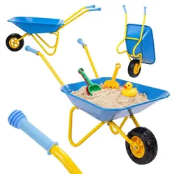 Relaxdays Schubkarre für Kinder Blau,Gelb,Schwarz