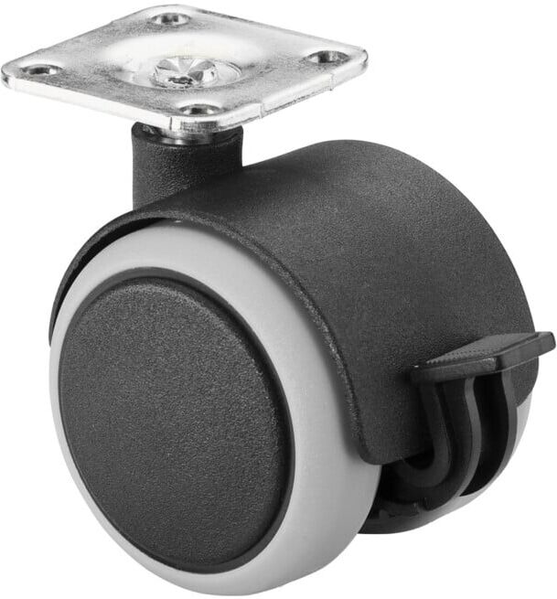Roulette double en plastique avec frein, plateau, 40 ; BS Rollen (F86.040.PL)