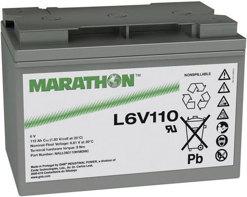 GNB Marathon L6V110 NALL060110HM0MC Bleiakku 6V 112Ah Blei-Vlies (AGM) (B x H x T) 272 x 190 x 166mm M8-Schraubanschluss