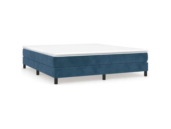 Sommier à ressorts - FAFEICY - 160x200 cm - Velours bleu foncé - 2 places - Pieds inclus