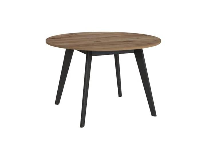 Lomadox Tisch Esstisch, rund, 120cm, Eiche mit schwarz