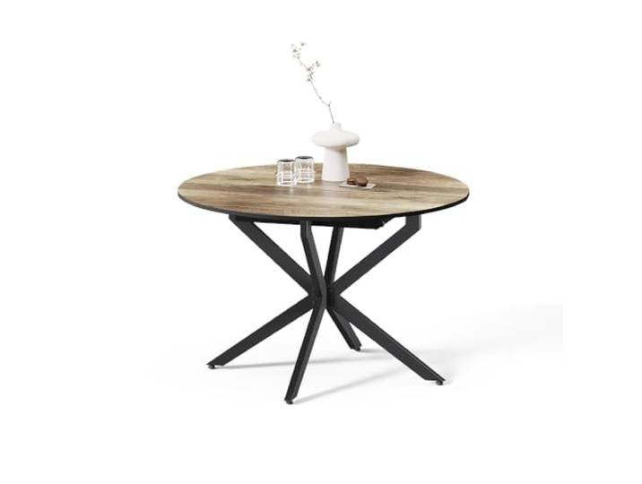 Livinity Esstisch Firenze, Schwarz/Eiche rustikal, 120 x 120 cm