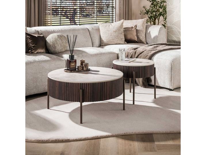 Couchtisch Set Sienna , 2-teilig , rund , 3D Keramik , Taj Mahal