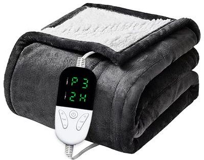 Inspire Daily Merch Soft Heated Throw Blanket Electric Blanket, Heating Levels, Auto Off, Over Heat Protection dark Grey 180x150