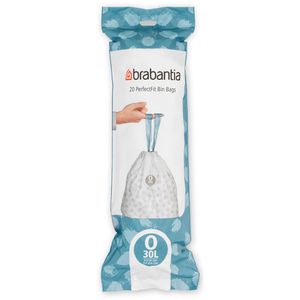 Brabantia Müllbeutel Perfectfit O, 30 Liter, mit Zugband, weiß, 20 Stück