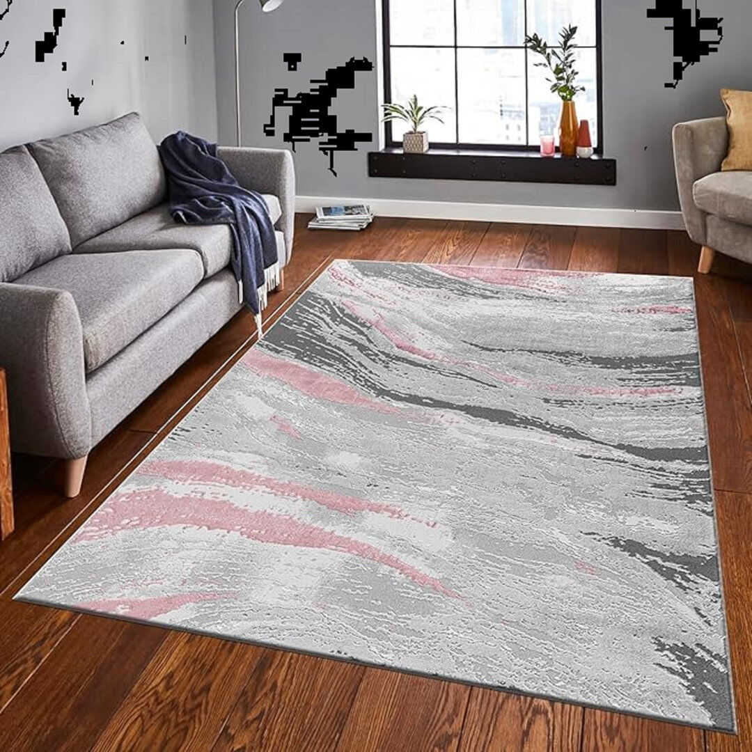 Ivy Bronx Abstract Shag Pink Rectangle 160 x 230 cm