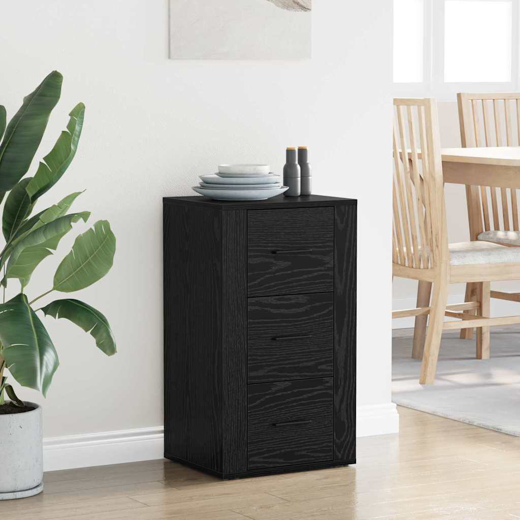 Alpen Home Sideboard Engineered Wood Indoor Cupboard Home Organiser Black Oak 40;70cm H X 40cm W X 33cm D