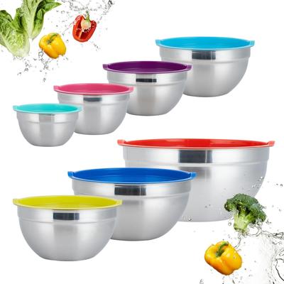 Garvee 7 Nesting Mixing Bowls with Airtight Lids, Stainless Steel, 0.7-7 Qt - 7pcs