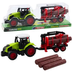 Landwirtschaftlicher Traktor mit HDS-Anhänger zum Transport von Stammholz
