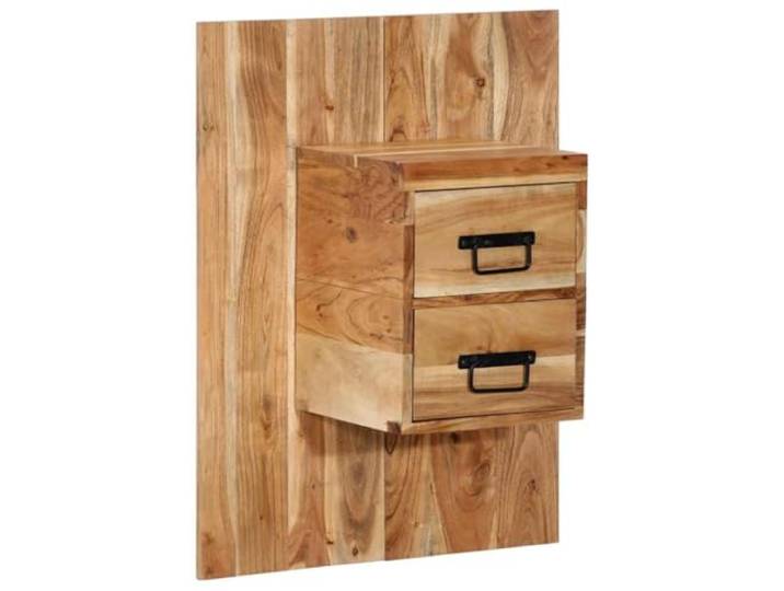 KTHLBRH Nachttisch 60 x 32 x 80 cm aus massivem Akazienholz Wanddesign, großer Stauraum, Montage erforderlich, natürliches Finish