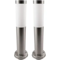 Außenlampe silber Sockelleuchte Garten Stehlampe Wegeleuchte Terrassenlampe Edelstahl, Fernbedienung dimmbar, RGB LED 8,5W 806Lm, DxH 7,6x45 cm, 2er Set