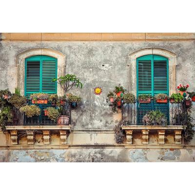 Fototapete PAPERMOON "Alte Fenster", bunt, B:4,5m L:2,8m, Vlies, Tapeten