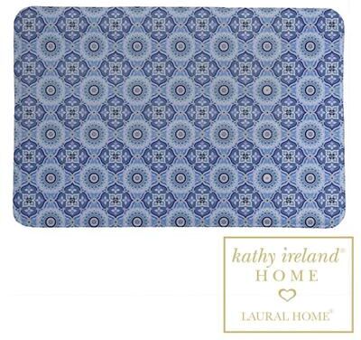 Laural Home Indochine Mosaic Indigo Memory Foam Rug - Multi-Color