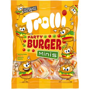 Trolli Schaumzucker Mini Burger, mit Fruchtgummi, gluten- & laktosefrei, im Beutel, 170 g, 17 Stück