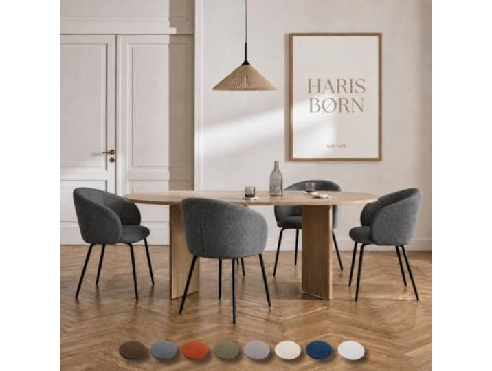 Haris Børn® NØR Esszimmerstühle (4er Set) Grau - Bequeme Polster Esszimmerstühle mit Armlehne - Premium Esstisch Stühle & Wohnzimmer Stühle - Moderne Esszimmerstühle 30 Tage testen