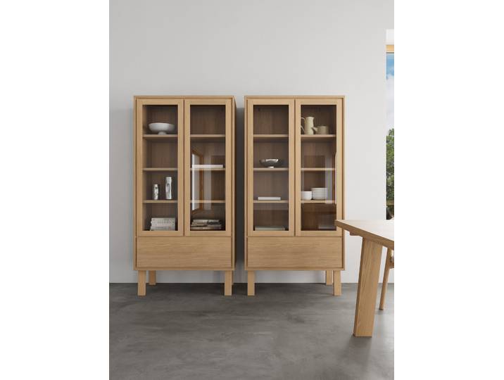 Vitrine en bois reconstitué 90 x 180 x 35cm Bois/Beige