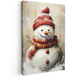 LEINWANDBILD Schneemann - Winter - Schnee - Beige Wanddeko 40x60 cm