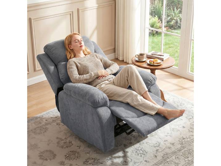 HOMCOM Fauteuil Reclinable Tissu Gris Foncé avec Repose-pieds
