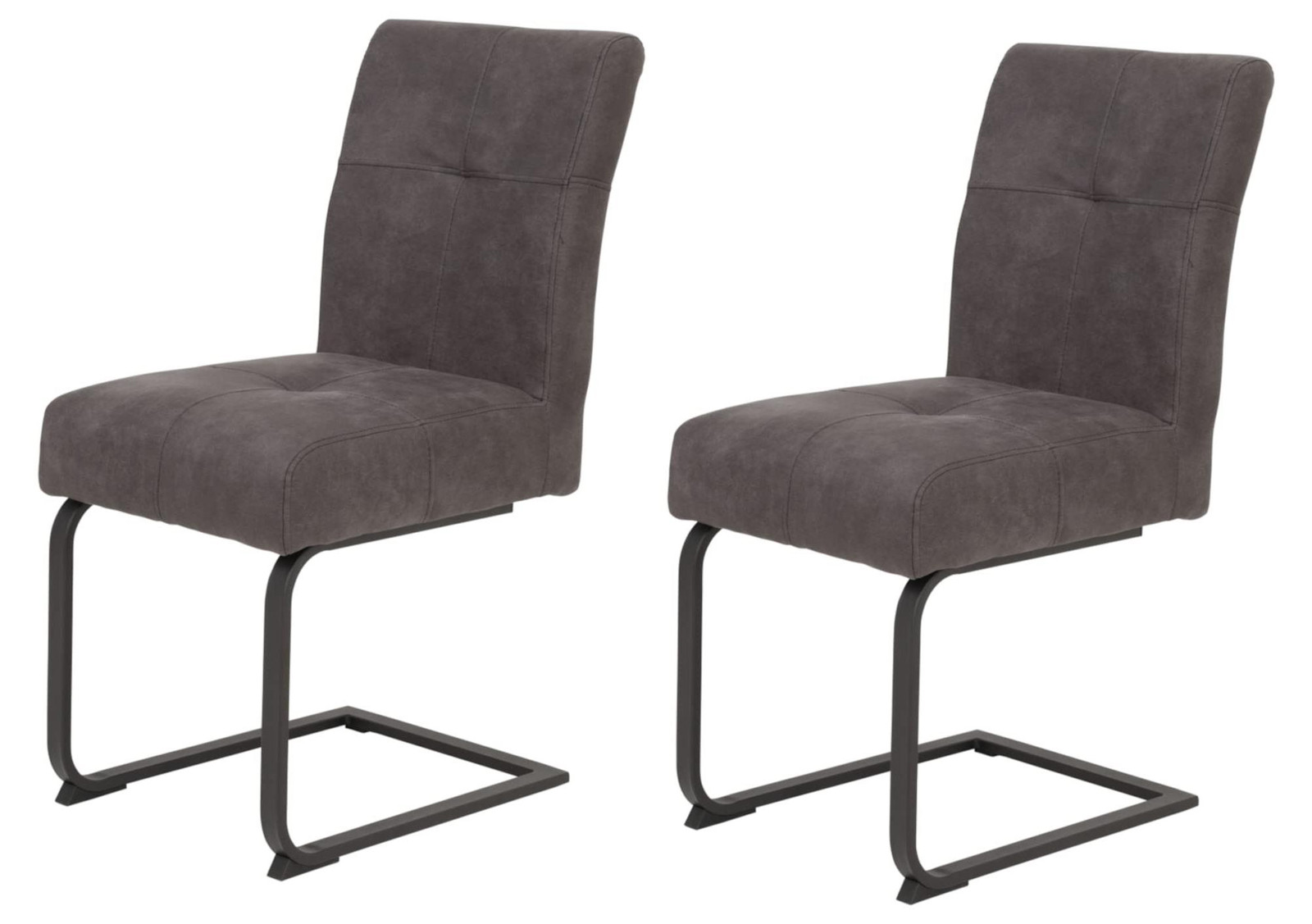 Set van 2 eettafelsstoelen van microvezel in antracietkleur