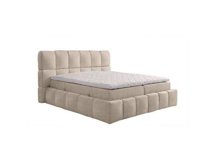 Labett Boxspringbett Aura mit Topper und Bettkasten, Dunkelbeige, H3 Bonell, 140x200 cm, Cappuccino, H3, 140x200 cm, Schlafzimmer, Betten, Boxspringbetten