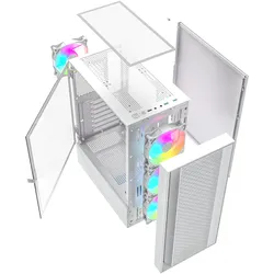 Gembird Fornax 4000 (ATX, ITX, Mini-ATX), PC Gehäuse, Schwarz, Weiss, Mehrfarbig