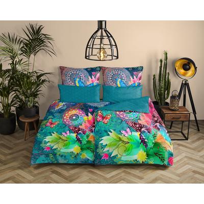 Wendebettwäsche HIP "Parada", bunt (multi), B/L: 135cm x 200cm, 1 Stk., 1 Stk., Satin, B/L: 80cm x 80cm, 2, Satin, Obermaterial: 100% Baumwolle, Bettwäsche, Wendebettwäsche, Satin, Reißverschluss, Wendeoptik, Mandala, Schmetterling, Bunt