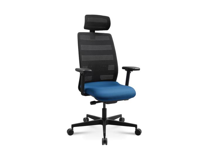 Swivel chair Tradingzone Air with headrest & with 3D armrests Blue, New, Ergonomic chair - ideal for flexible working