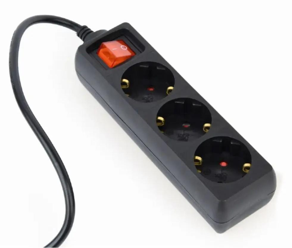 EnerGenie Gembird EG-PSU3-01 stekkerdoos met 3 AC-uitgangen, 0,6 m, zwart