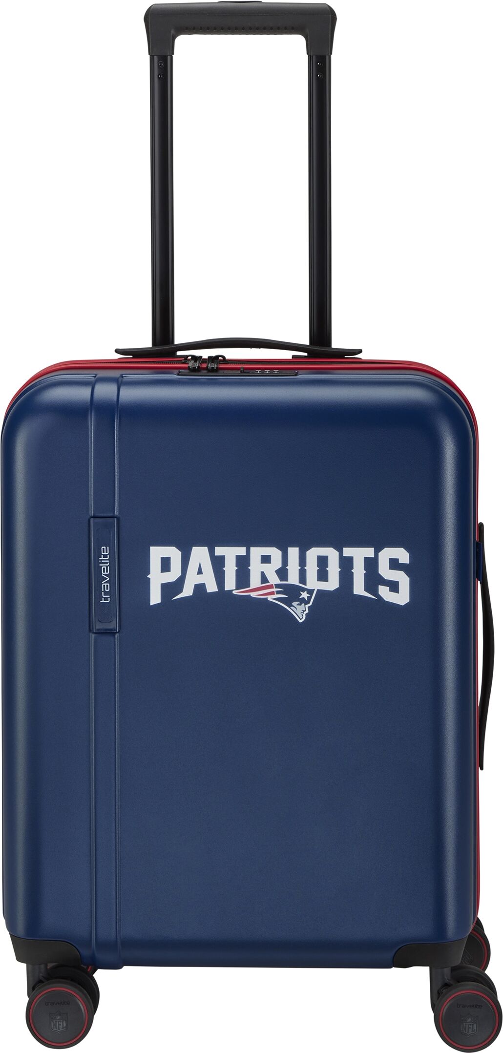 Trolley TRAVELITE "travelite x NFL Koffer Hartschale", Damen, Gr. B/H/T: 40cm x 55cm x 20cm 36 l, blau (new england patriots), ABS, Koffer Trolley, Unisex Koffer, TSA-Schloss, 4 Doppelrollen, offizielles NFL-Teamdesign