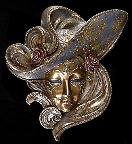 Veronese Venetiaans Masker Roos - Bronskleurige Decoratieve Wanddecoratie