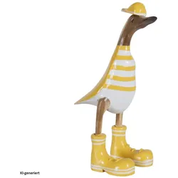 HTI-Living, Deko Figuren + Skulpturen, Dekoente aus Holz Gelb Weiss 25 cm Dekorative Holzfigur