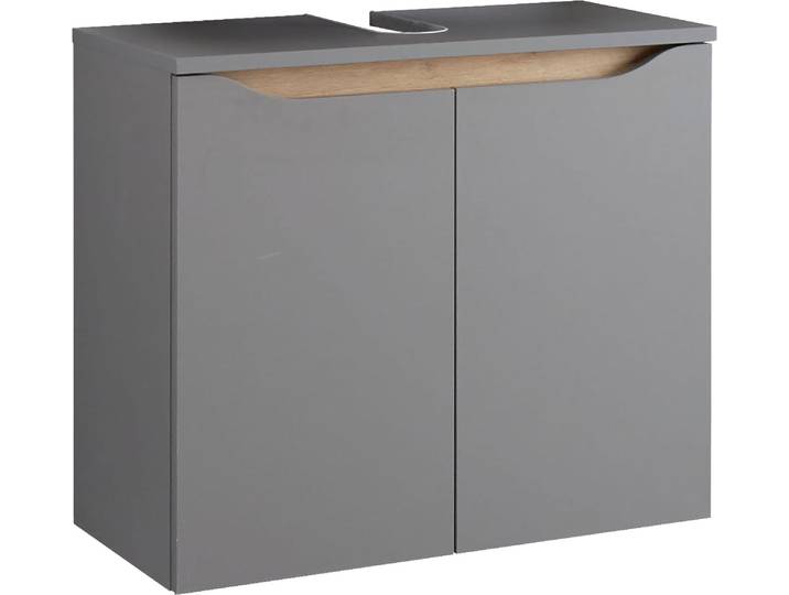 Waschbeckenunterschrank SAPHIR Quickset Unterbeckenschrank, 60 cm breit, 2 Türen , grau, B:60cm H:53cm T:33cm, Holzwerkstoff, Schränke, Waschbeckenunterschrank, Waschbeckenschrank mit Siphonausschnitt, ohne Waschbecken, grifflos