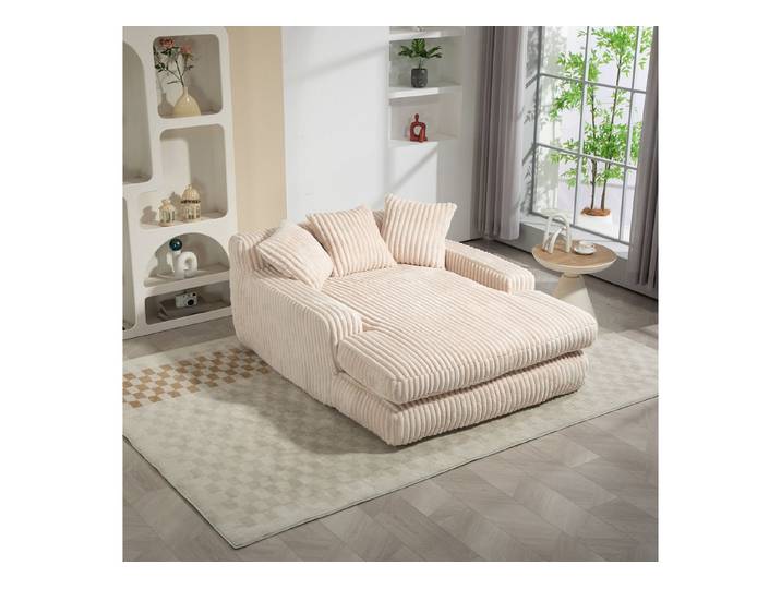 Celya Sofa Cord-Schlafsofa mit 3 Kissen,Bequemes Einzelsitz-Bodensofa,Loungesofa, fur Wohnzimmer, Büro & Wohnung,Beige