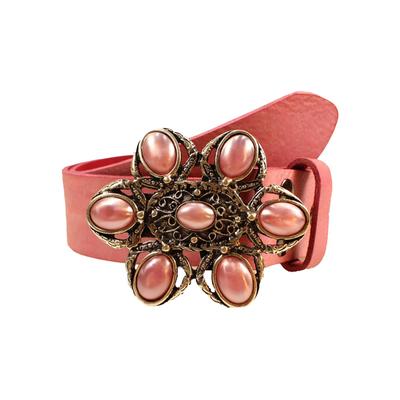 Ledergürtel RETTUNGSRING GÜRTEL, Damen, Gr. 120, rosa, Leder, unifarben, Gürtel Ledergürtel, mit austauschbarer Schließe »Nostalgie Perle Rosa«
