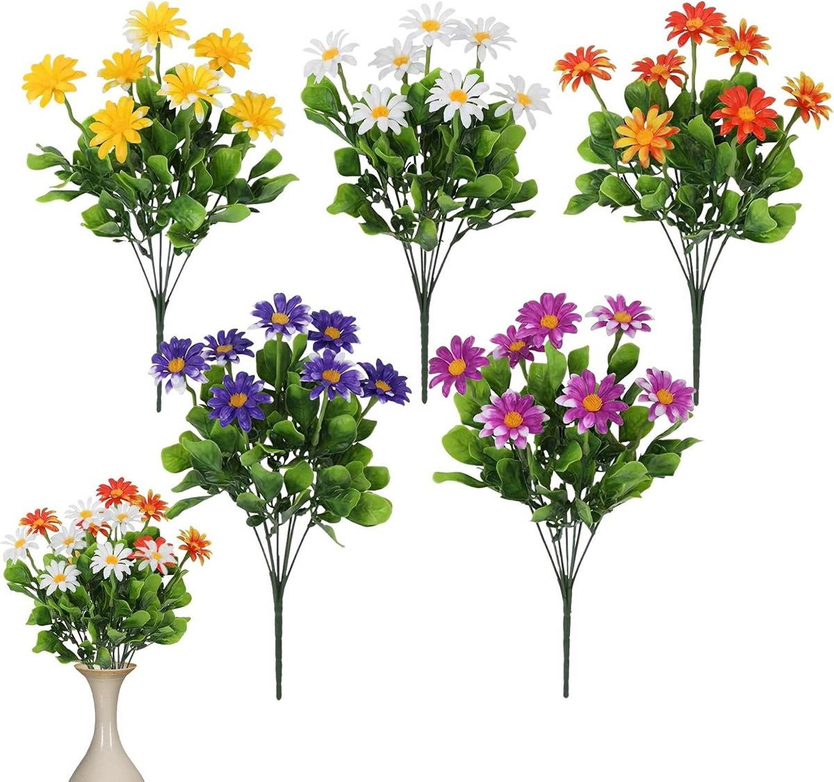 Nep Margrieten Boeket Wit - Kunstbloemen Madeliefjes - 32 cm
