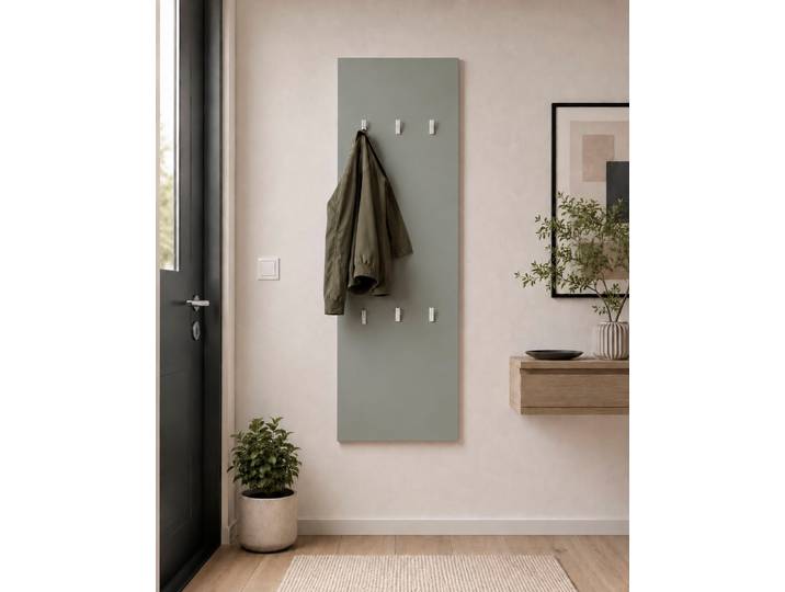 Garderobenpaneel BORCHARDT MÖBEL Vaasa, 123x45cm mit Metallhaken , braun (salbei), B:45cm H:123cm T:5cm, Holzwerkstoff, Garderobenpaneele, Garderobenpaneel, Garderobe hängend, 6 Haken, Wandgarderobe