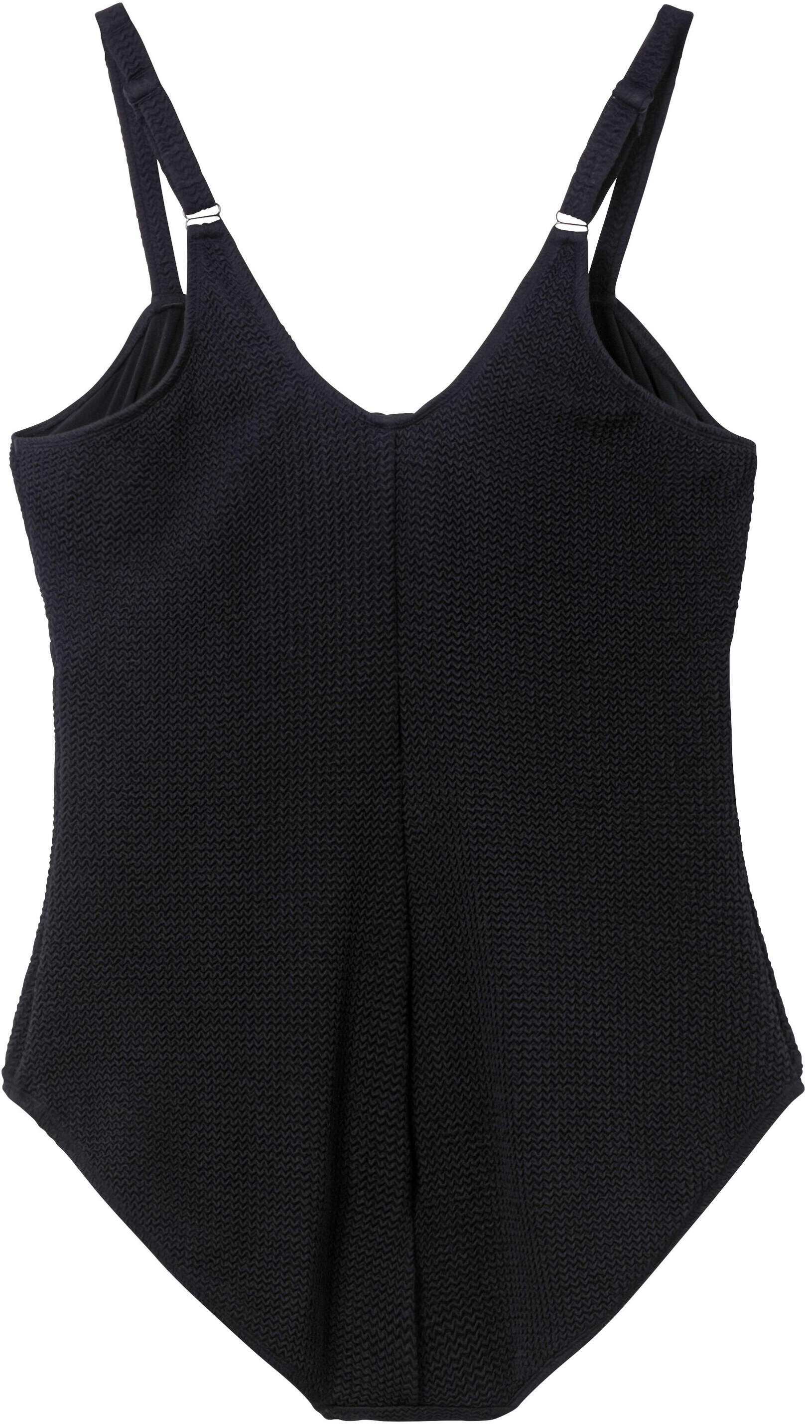 Badeanzug SHEEGO "Badeanzug Badeanzug mit Raffung", Damen, Gr. 46, Cup E, schwarz, Modisch, Badeanzüge Badeanzug, in Struktur-Optik, stark formender Effekt