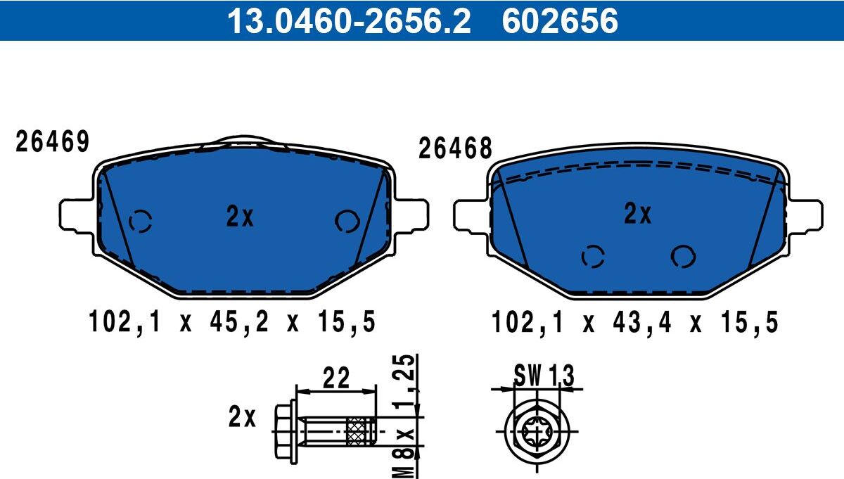 Bremsbelagsatz ATE 13.0460-2656.2
