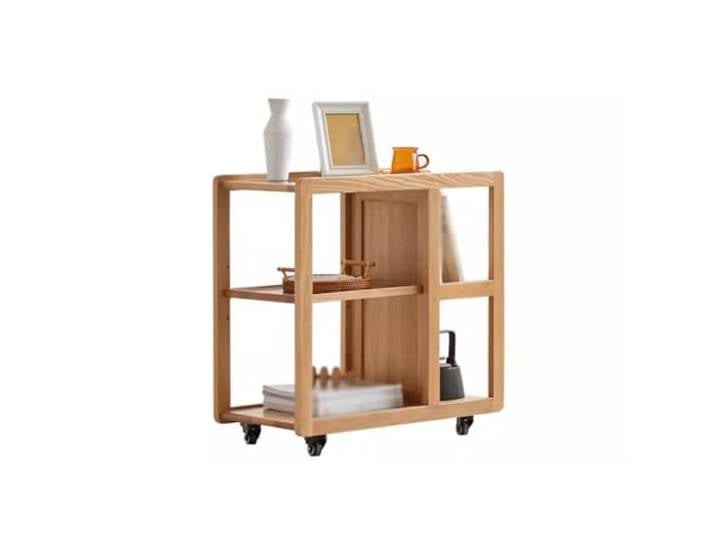 YCCHAH Sofatisch Beistelltisch aus massivem Holz, nordischer einfacher moderner Wohnzimmer-Aufbewahrungsschrank mit Rollsofa-Beistelltisch Wohnzimmer-Beistelltisch