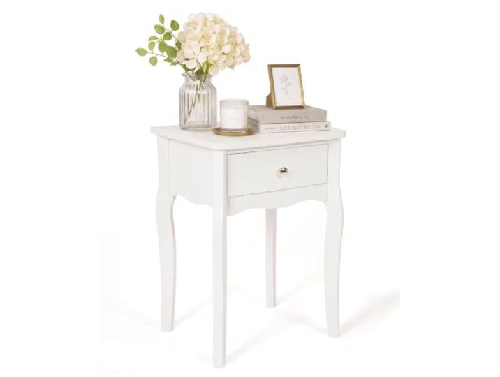 Nachttisch weiß klein und schmal 2er set, kleiner beistelltisch vintage Nachttisch shabby chic schlafzimmer, Kinderzimmer, klassisch, couchtisch schwarz klein für wohnzimmer 40 cm breit, 40x55x34