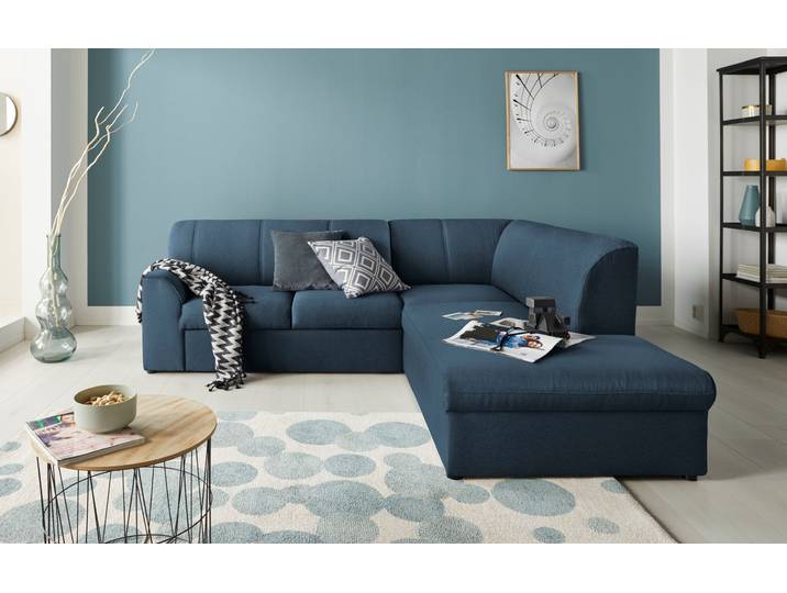 Ecksofa, Struktur, Dunkelblau 237×200 cm, Ottomane Rechts, Klassisch, Domo-Collection