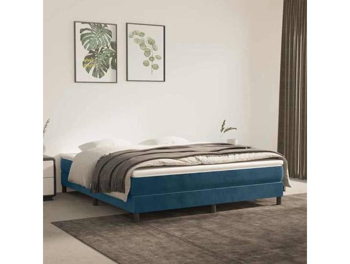 Soldes Flottants Lit double 160x200cm Cadre de lit à lattes classique bleu foncé 160x200cm velours