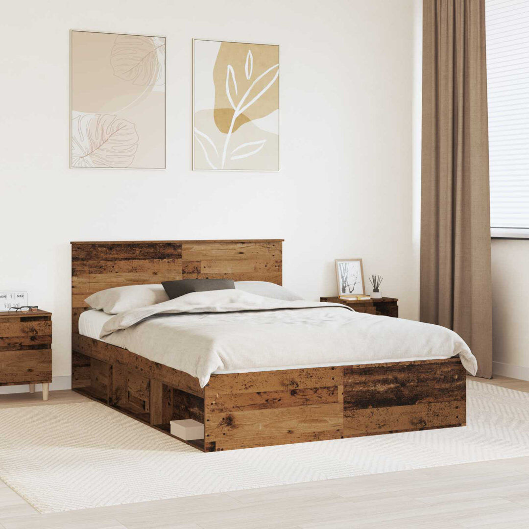 17 Stories Bed Frame Old Wood Kingsize (5')