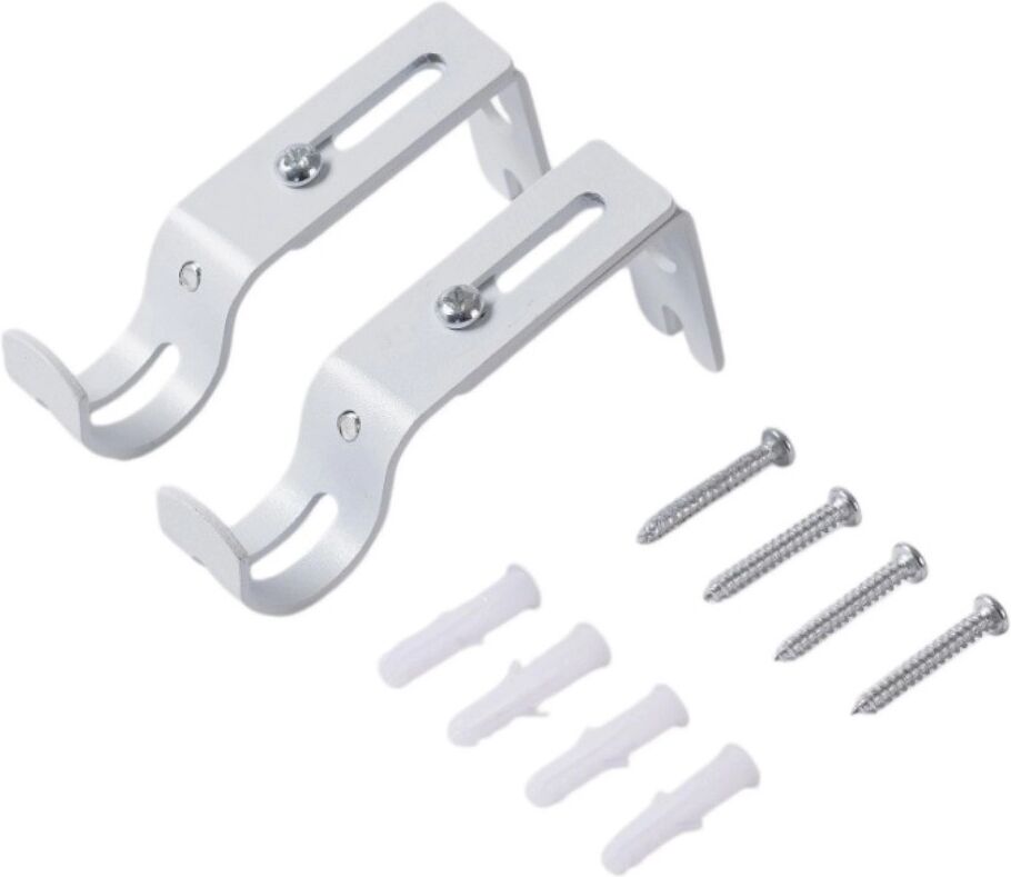 INF Support de tringle romaine Lot de 2 - Support en fer réglable avec crochet ajustable, pour tringles universelles Blanc