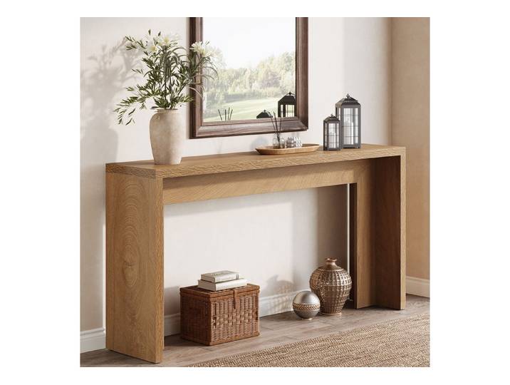 Tribesigns Konsolentisch 140cm rustikaler brauner Sofatisch aus Holz für Eingangsbereich, Foyer