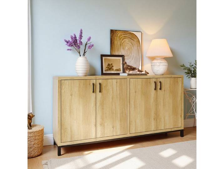 Buffet - Vasagle - 160 cm - 4 portes - Bois massif & métal