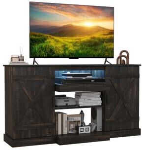 Costway 58 Inches TV stand for TVs up to 65 Inches with 20 Color Led Lights-Coffee