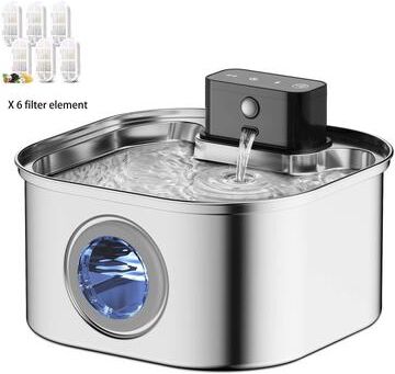 Inspired Finds PureFlow Wireless Stainless Steel Pet Water Fountain 108oz Motion Sensor Drinking Station filter Element Set