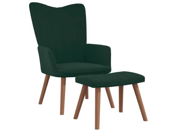 Relaxsessel, Velours, Dunkelgrün, mit Fußstütze, Stahlrahmen aus Holz Gepolsterter Schaumstoff, weicher Samt, stabile Struktur 110 kg, Design Linien Rückenlehne, Verwendung im Wohnzimmer
